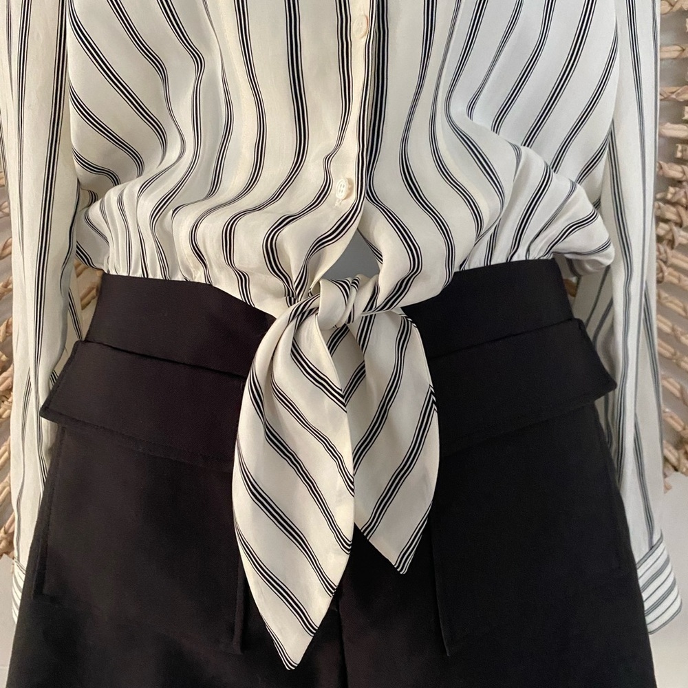 Sandro Eyton ecru and black colorway striped romper Size 36/US2-4 - Picture 7 of 15